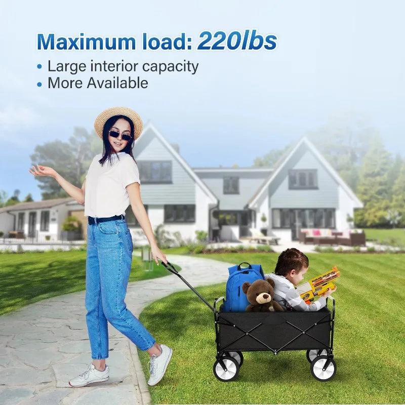Folding Wagon Cart, Convenient Collapsible Outdoor Wagon for Camping beach wagon  wagon  folding cart  folding wagon