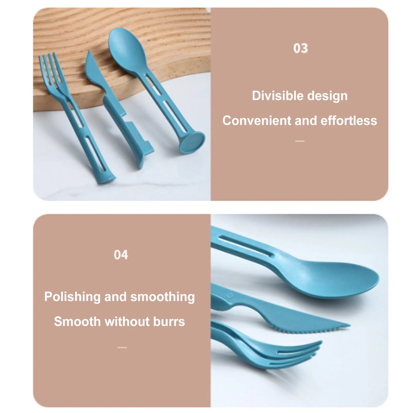 3 in 1 Spoon Fork Knife Set Space-saving Camping Cutlery Set for Daily Use or Travel Picnic Camping