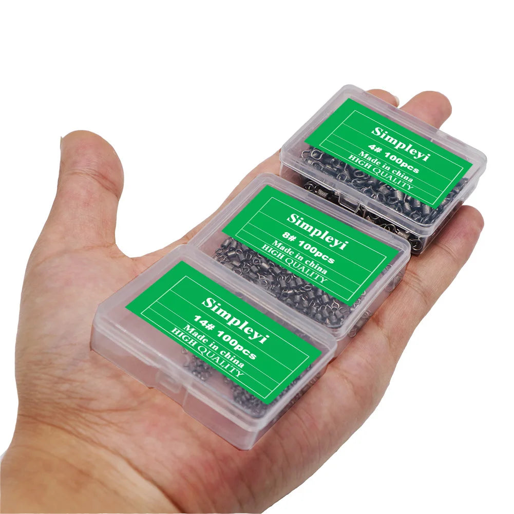 50-100pcs/box Fishing Swivel 4/0#-14# Sizes Solid Connector Ball Bearing Snap Fishing Swivels Rolling Stainless Steel Beads