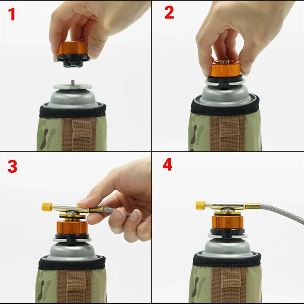 Outdoor Camping Stove Gas Tank Adapter Gas Burner Conversion Head Picnic Stove Propane Refill Adapter Converter Camp Supplies