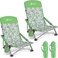 Low Beach Chairs for Adults 2 Pack, High Back Folding Beach Chairs, and Portable for Outdoor,  with Cup Holder and Carry Bag