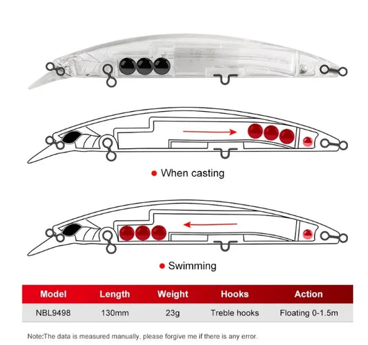 Noeby 9498 Topwater Minnow Fishing Lure Floating Hard Bait 130mm 23g Wobblers Long Casting Saltwater Pike Bass Trout Fish Tackle
