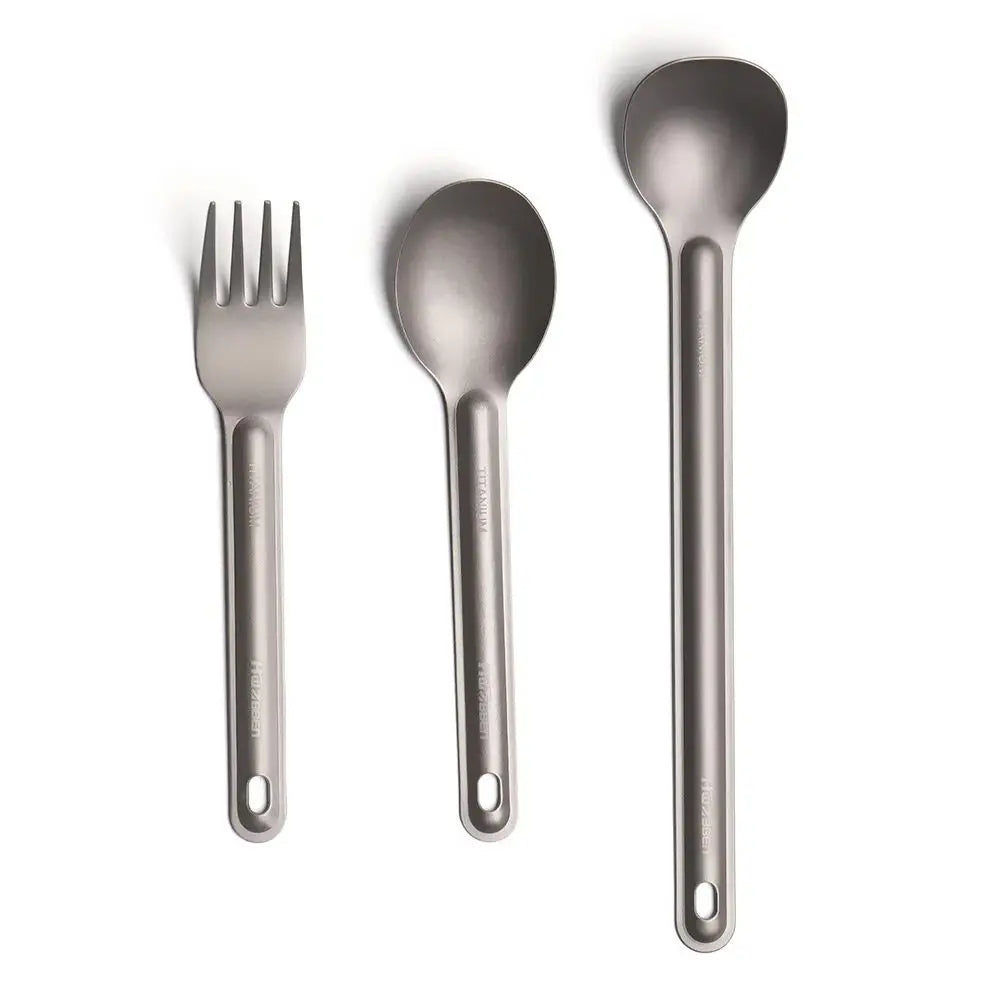 Portable Titanium Cookware Ultralight Titanium Long Handle Spoon Cutlery Fork Spoon Outdoor Picnic Accessories EDC Camping Tool