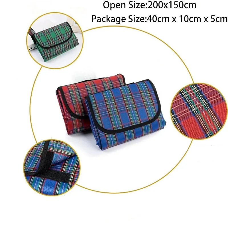 Vilead Folding Waterproof Picnic Mat Lightweight Cushion with Moisture-proof Plaided Pattern Sleep Camping Outdoors Accessories