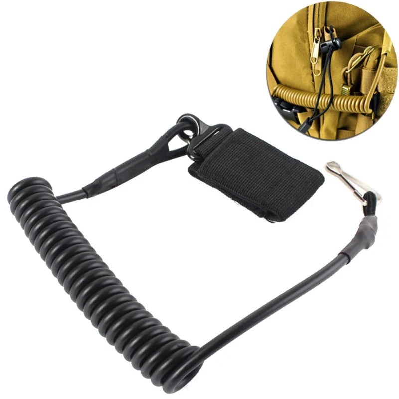 Outdoor Tactical Retractable Plastic Spring Elastic Rope Security Gear Tool For Airsoft Outdoor Hiking Camping Anti-lost Tools