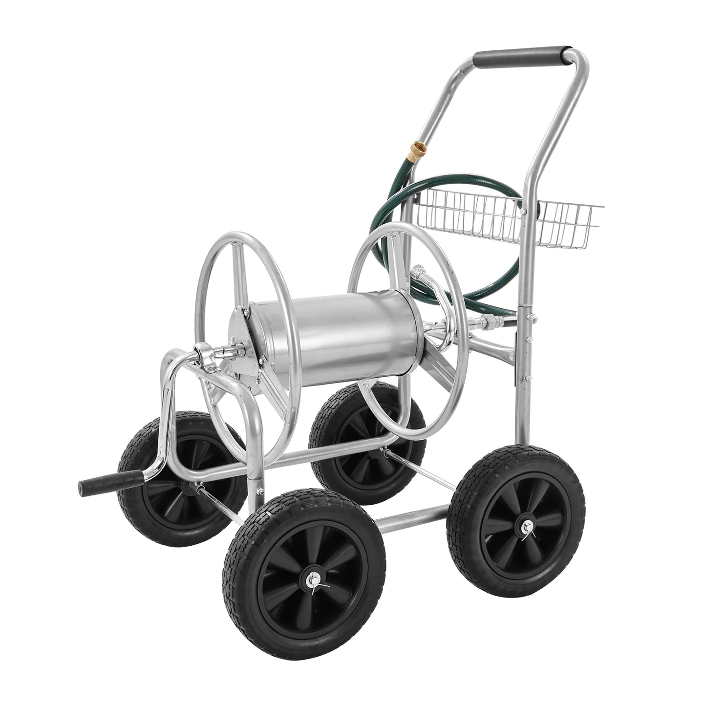 VEVOR Hose Reel Cart 250 ft of 5/8’’ Hose, Garden Water Hose Carts Mobile Tools with Storage Basket for Garden, Yard, Lawn