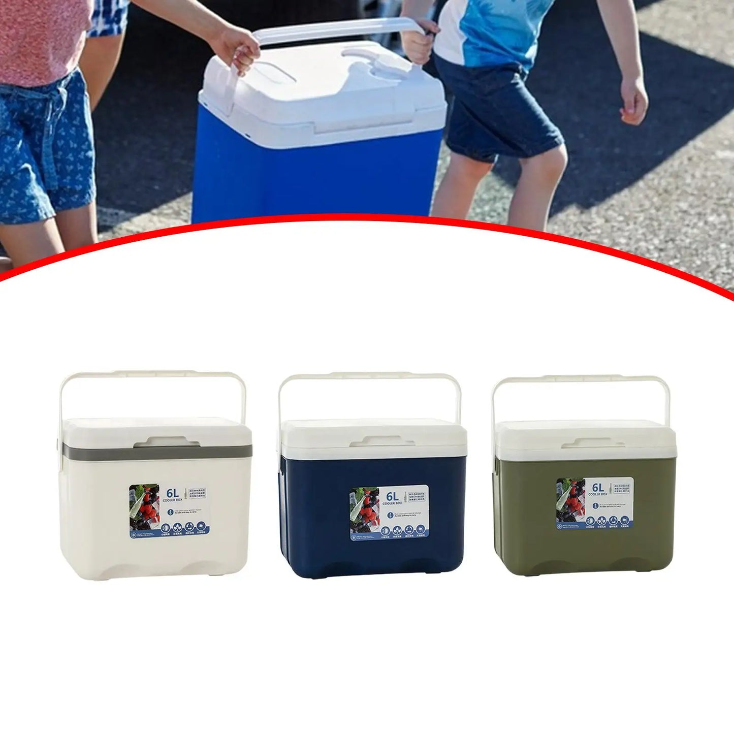 Cooler Box for Frozen/Hot Food Portable 6L Ice Box Ice Chest Small Hard for Stall Commercial Barbecue Sport Drink Fresh Keeping