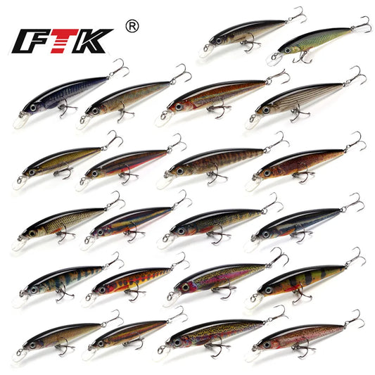 FTK 100mm/12g Fishing Lure Minnow Floating Hard Bass Lure Artificial Bait Carp Wobblers Crankbai Fishing For Fishing Accessories