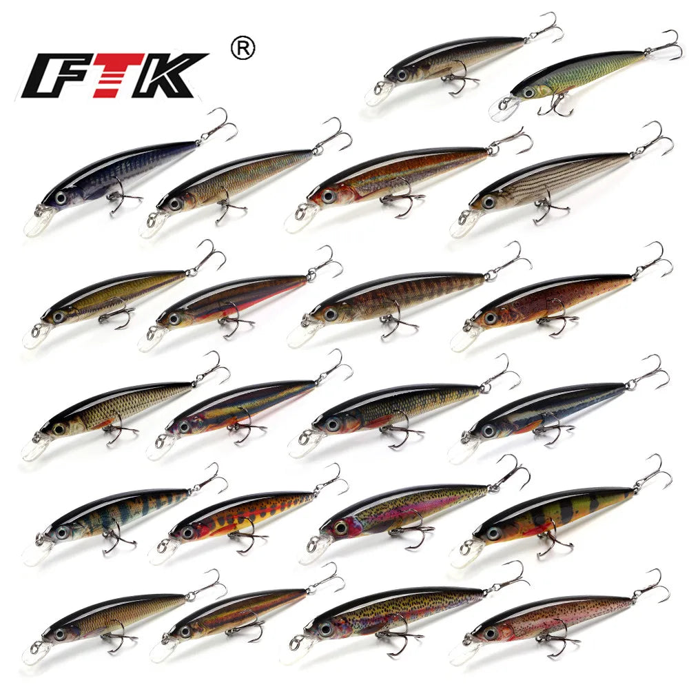 FTK 100mm/12g Fishing Lure Minnow Floating Hard Bass Lure Artificial Bait Carp Wobblers Crankbai Fishing For Fishing Accessories