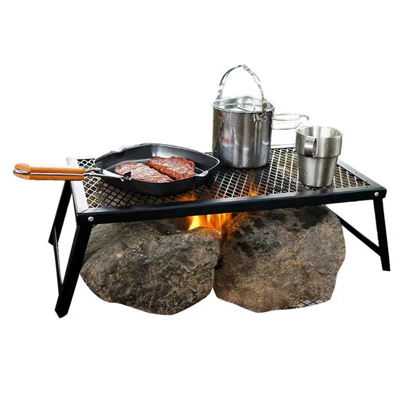 Camping Picnic Backy Mini Desk Folding Camping Table Portable Iron Desk Metal Cooking Table Anti-scalding Outdoor Tables