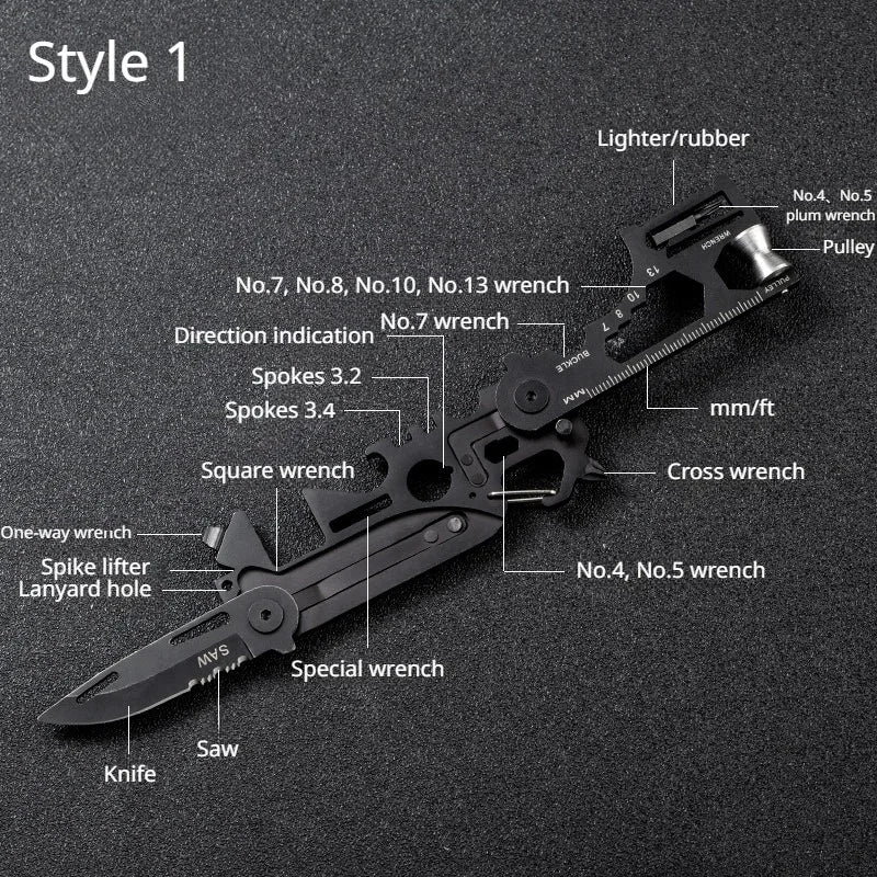 Multifunctional Outdoor Tool Combination Card Folding Molle Scissor Army Knife Mini Bicycle Repair EDC Camping Gear Equipment