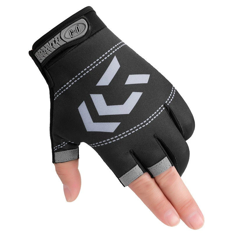 Fishing Cycling Gloves Men Summer Three Finger Cut Gloves for Fishing Sun Protection Male Anti-Slip Drive Breathable Thin Gloves