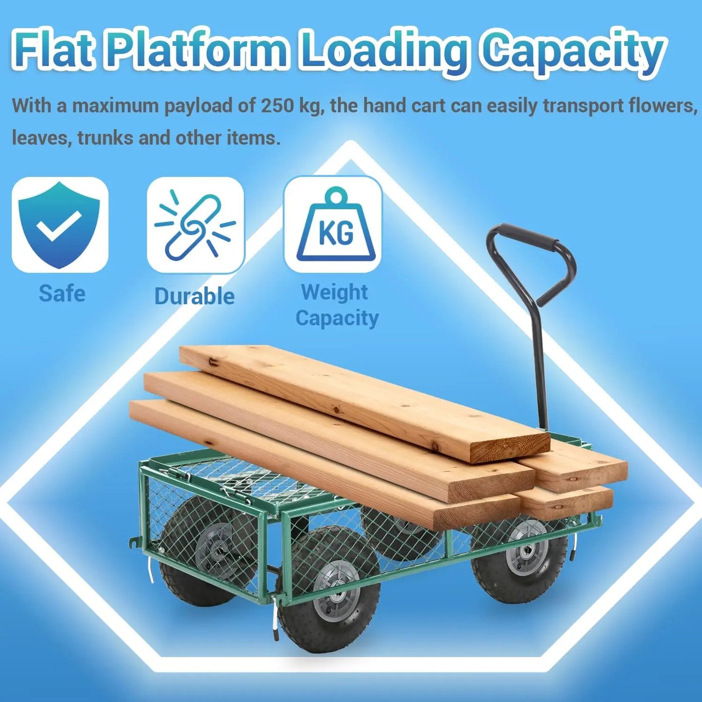 Garden Carts Yard Dump Wagon Cart Lawn Utility Cart Outdoor Steel Heavy Duty Beach Lawn Yard Landscape Garden transport handcart