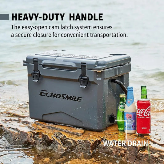 EchoSmile 25/30/35/40/75 Quart Rotomolded Cooler, 5 Days Protale Ice Cooler, Ice Chest Suit for BBQ, Camping, Pincnic
