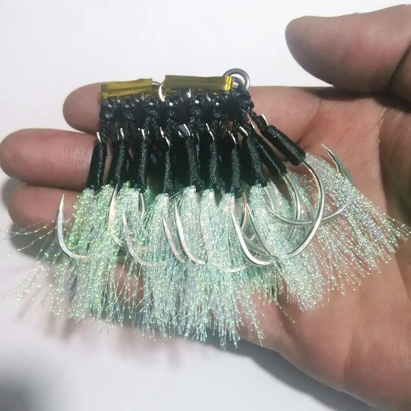 5Pairs/bag Double Barbed Assist Hooks High Carbon Steel Fishing Lure Accessories Jig Lure Hooks pesca Slow Jigging Hooks