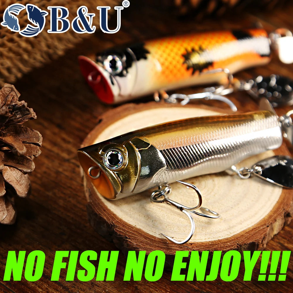B&U Hot Selling Popper Lure Topwater Bait 70mm 13.7g Fishing Bait Hard Bait Artificial Wobblers Plastic Fishing Tackle