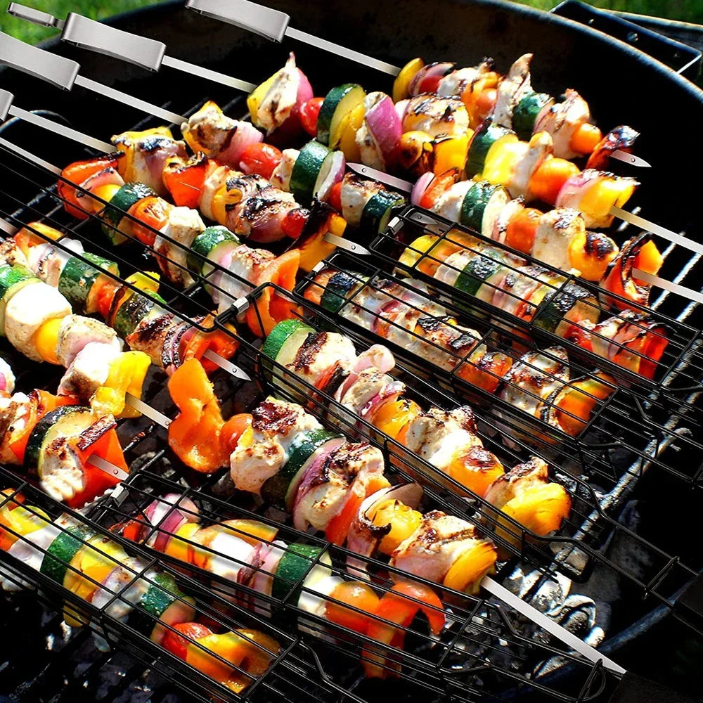 Stainless Steel BBQ Non Stick Grilling Basket Grill Mesh Mat Meat Vegetable Steak Picnic Party Barbecue Tool Heat Resistant