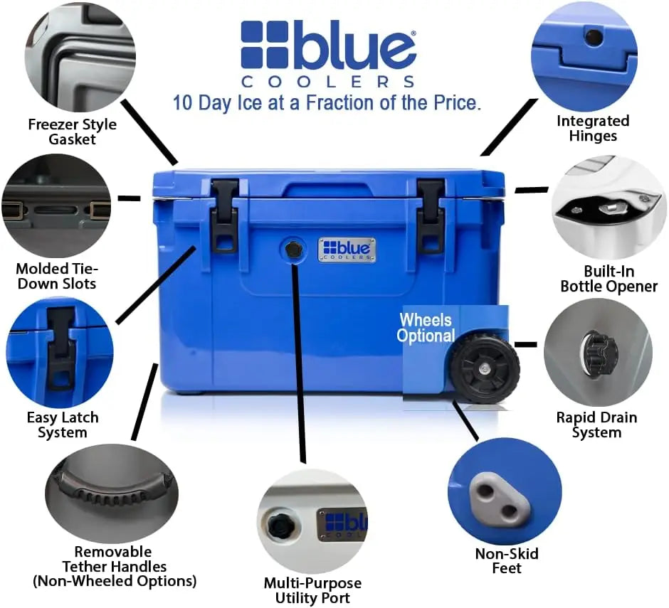 Blue Coolers Ice Vault – 60 Quart, Roto-Molded  Cooler  Large Ice Chest Holds up to 10 Days