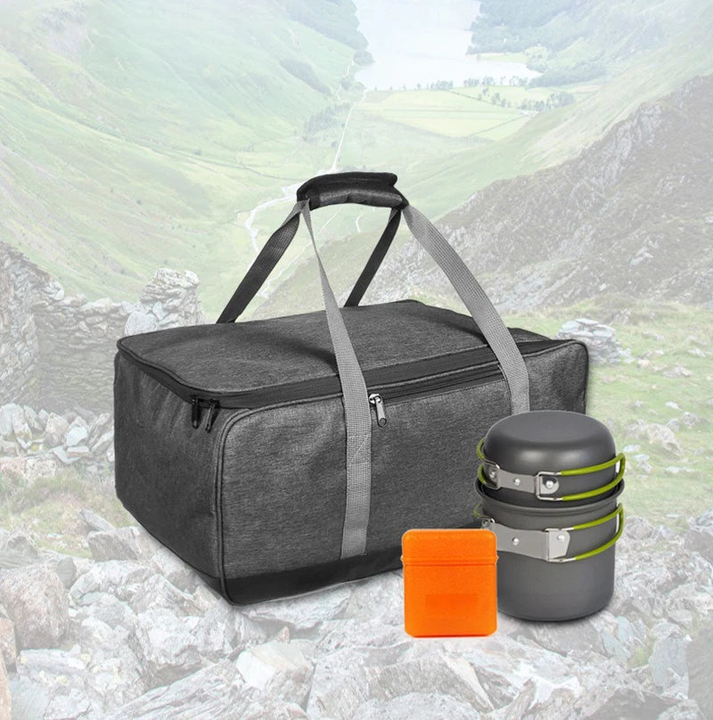 Camping Cookware Bag Portable Large Capacity Outdoor Stove Tableware Storage Bag For Picnic Bbq Family Outdoor Activities