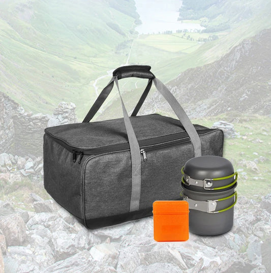 Camping Cookware Bag Portable Large Capacity Outdoor Stove Tableware Storage Bag For Picnic Bbq Family Outdoor Activities
