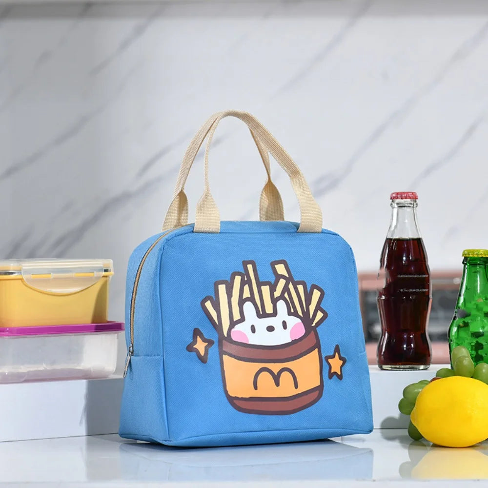 Insulated Cooler Bags Cute Cartoon Picnic Bag Portable Food Bag Cartoon Pattern Bag Lunch Bag Tote Bag Large Capacity