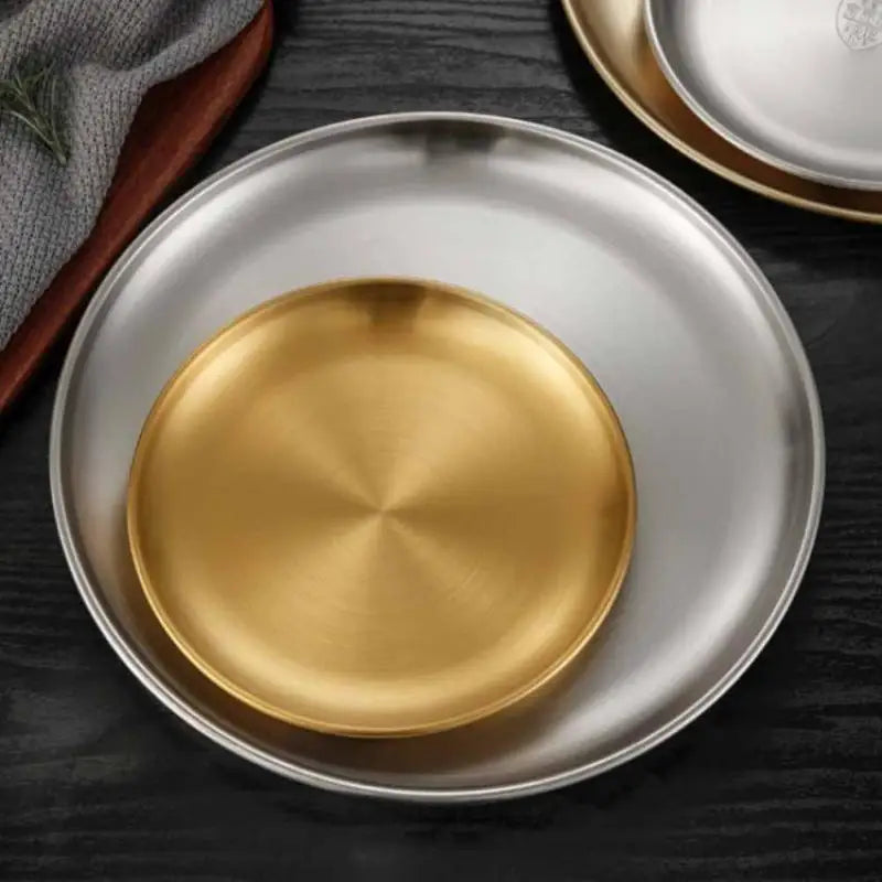Camping Plate Stainless Steel Tableware Food Container Picnic Dish Cook Utensils Outdoor Tableware