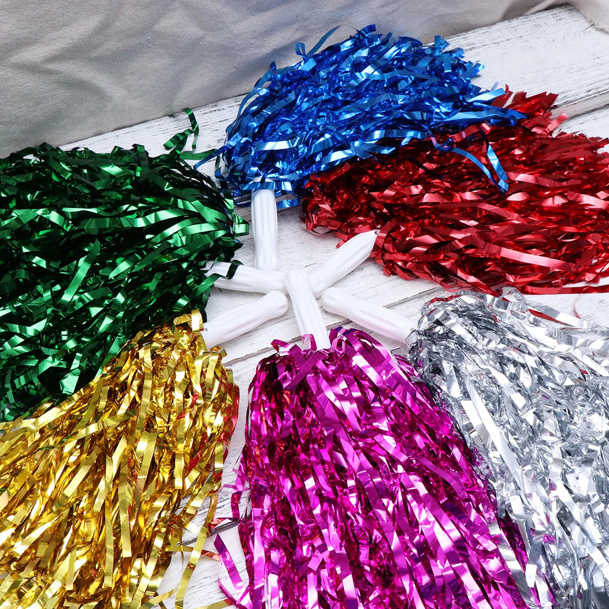 12pcs Straight Handle Cheering Poms Spirited Fun Cheerleading Kit Cheer Props for Performance Competition Cheering Sports Events