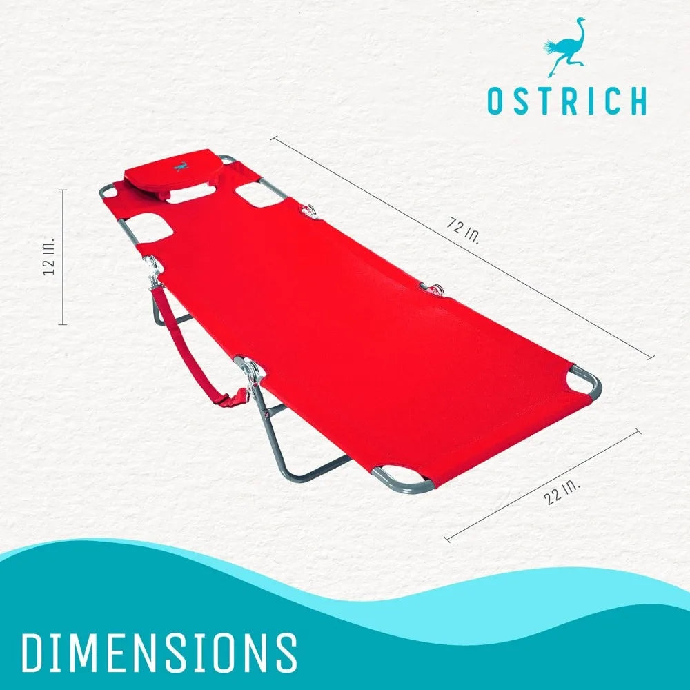 Chaise Lounge Beach Chair for Adults with Face Hole - Versatile, Folding Lounger for Outside Pool, Sunbathing and Readin