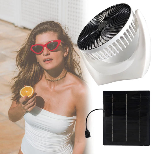 Solar Panel Fan Solar Powered Camping Fan with USB Outdoor Fan Solar Charger Desk Fan for Picnic Barbecue Fishing Travel