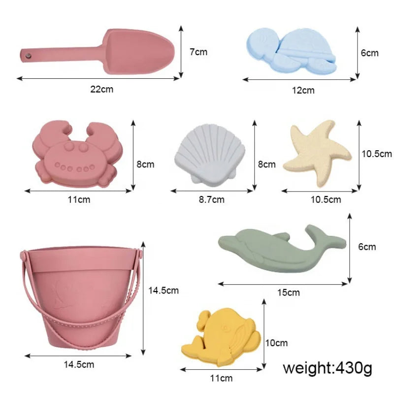 Children Summer Toys with Cute Animal Model Ins Seaside Beach Toys Rubber Dune Sand Mold Tools Sets Baby Bath Toy Kids Swim Toy