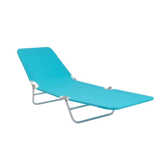 Folding Adjustable Back Fabric Beach Lounger with Face Arm Hole, Adjustable Backrest, Side Pocket, Pillow & Carry Handle