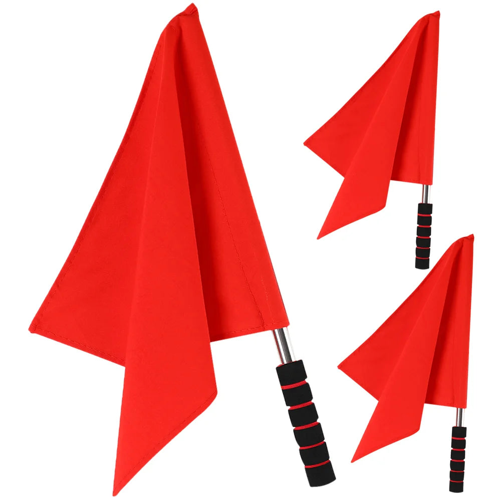 3 Pcs Referee Flag Sports Signal Race Flags Small Commander Cloth Stainless Steel Match Waving Community Event