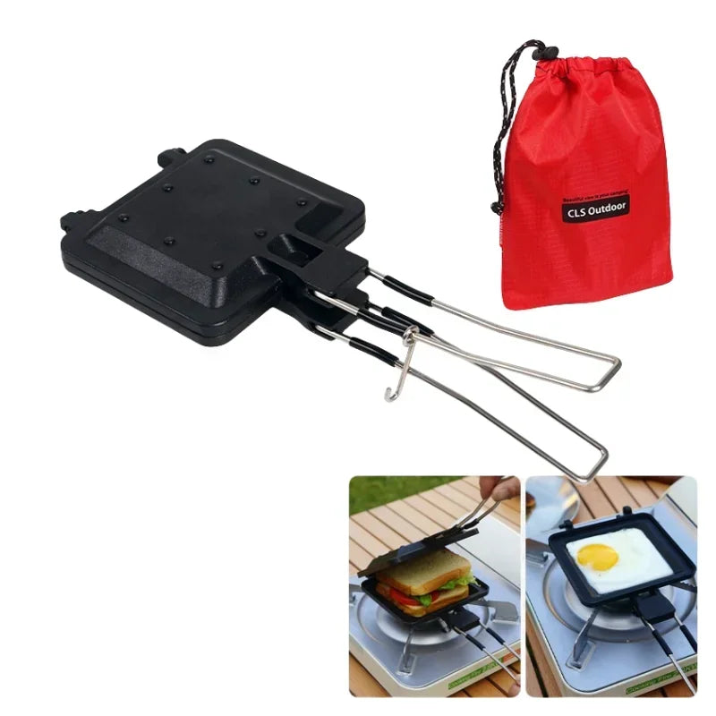 New Portable Folding Sandwich Pan Multifunctional Outdoor Home Breakfast Nonstick Frying Pan Cookware Picnic Bread Pan