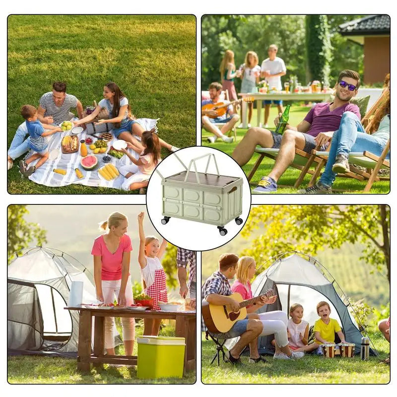 Camping Storage Box Outdoor Bench And Chopping Board Portable Trunk Organizer Folding Home Multifunctional Camping Picnic Box