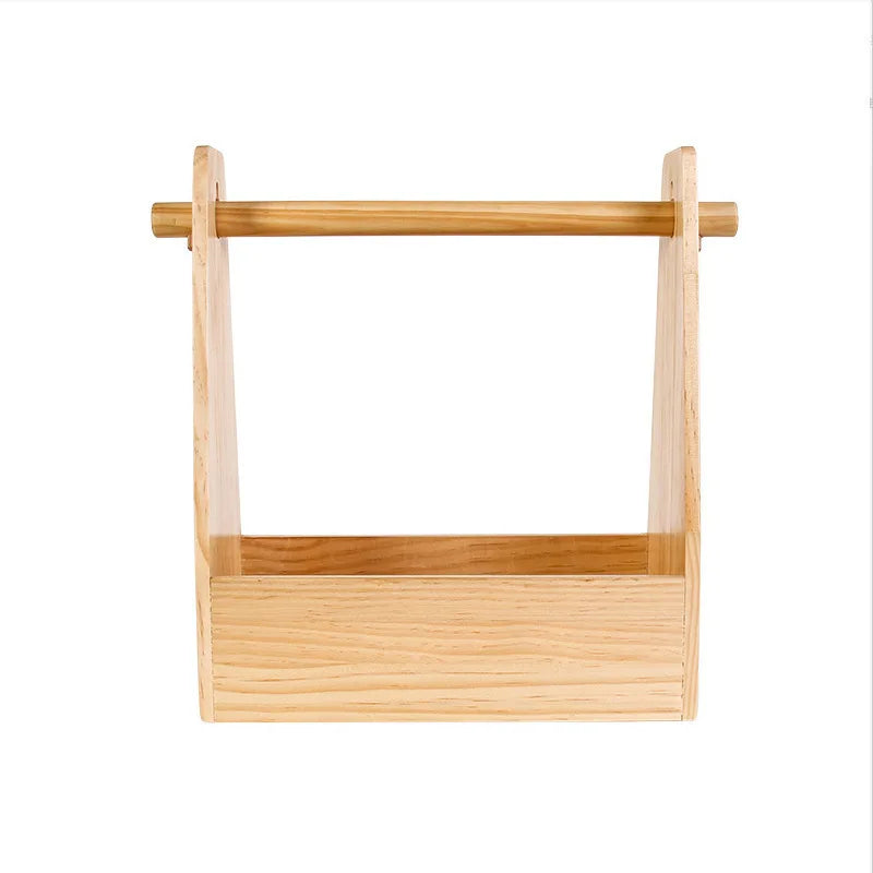 Outdoor Storage Portable Basket Solid Wood Spice Box Picnic BBQ Tableware Accessories Pine Wood Storage Case