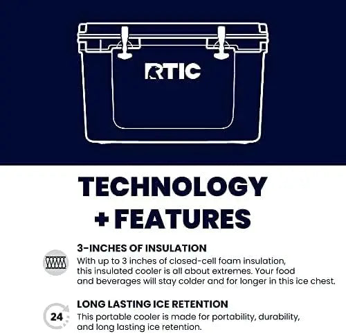 RTIC Ultra-Light 32 Quart Hard Cooler Insulated Portable Ice Chest Box for Drink, Beverage, Beach, Camping, Picnic, Fishing, Boa