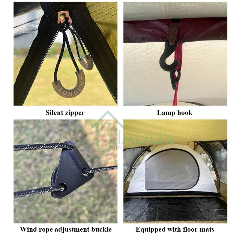 Outdoor Camping Tent Waterproof Outdoor Shelter for Travel and Picnics Coated Tarp Sunshade Quick Build Breathable Awning Tent