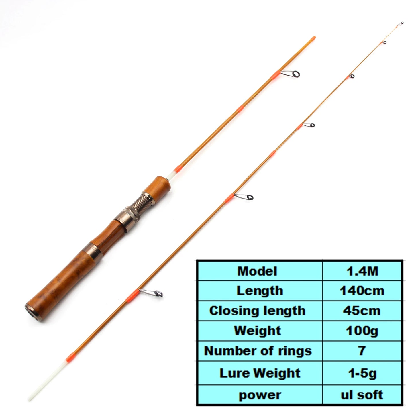 1.4M Ul Slow Spinning Casting Lure Rod 1.5-8g Lure Ultralight Rods Ultra Light Solid Tips Trout Stream Fishing Pole Pesca