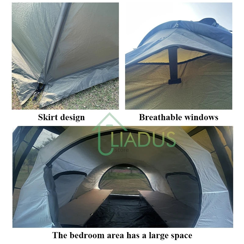 Outdoor Camping Tent Waterproof Outdoor Shelter for Travel and Picnics Coated Tarp Sunshade Quick Build Breathable Awning Tent
