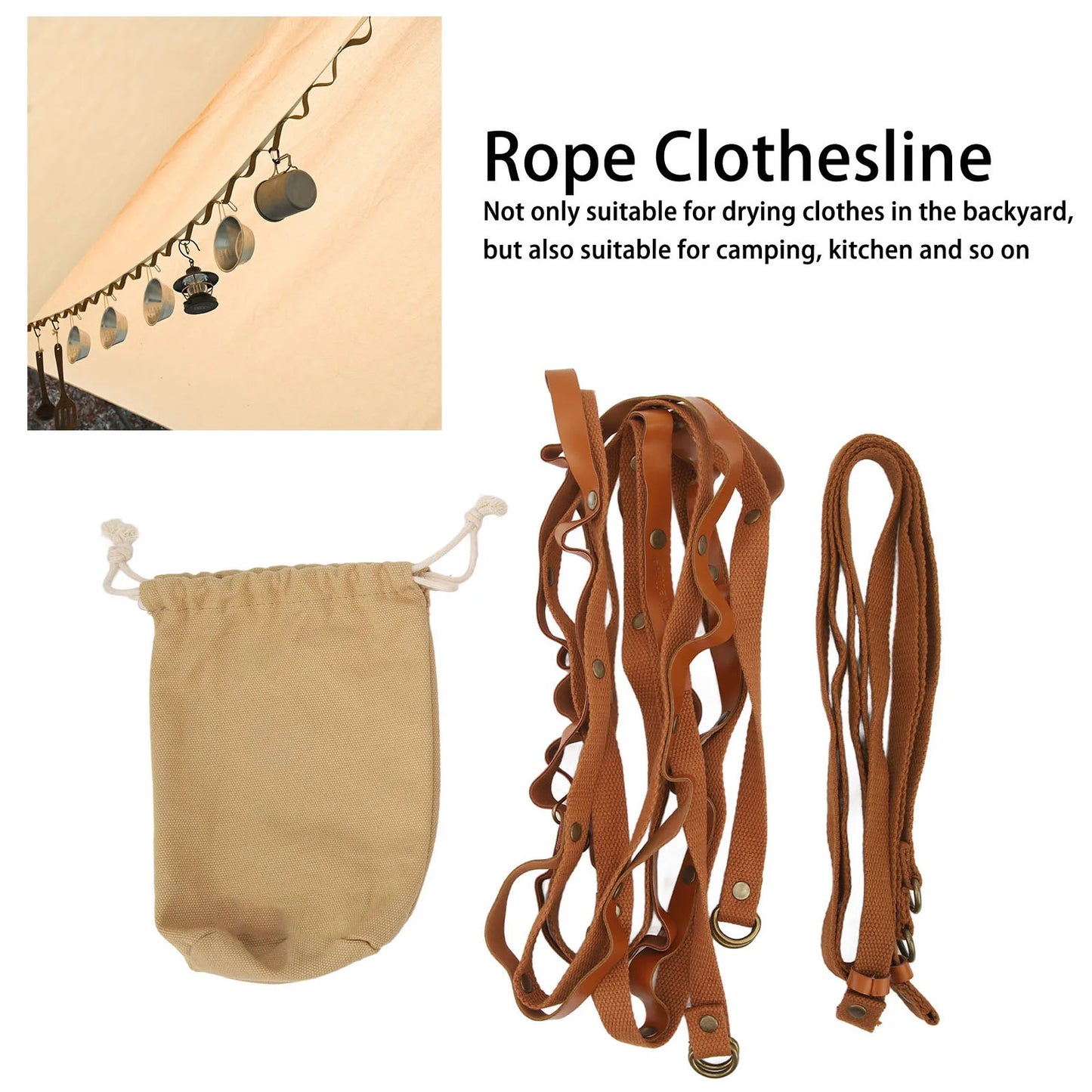 Camping Storage Lanyard 26 Hanging Hole Multifunctional Outdoor Clothesline For Backpacking Picnic Traveling Fishing