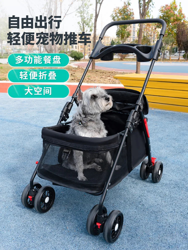 Foldable Lightweight Pet Stroller: Dedicated for Cats and Dogs, Ideal for Small Pets Outings