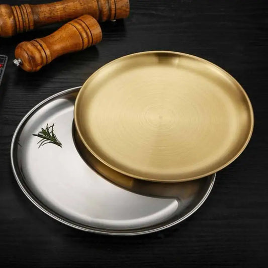 Camping Plate Stainless Steel Tableware Food Container Picnic Dish Cook Utensils Outdoor Tableware