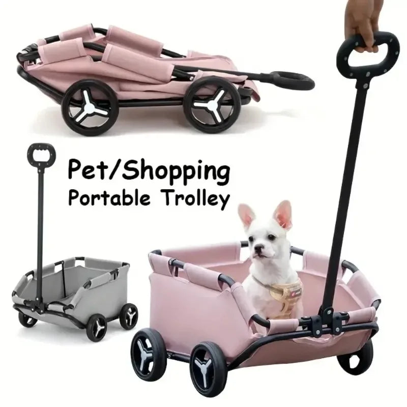 Dog Stroller 4 Wheels Portable Folding Dog Cart Pet Stroller for Travelling Shopping Walking Playing Suitable for Dogs and Cats