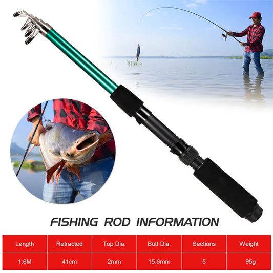 Fishing Rod & Reel Combo 127PCS Fishing Tackle Set Telescopic Fishing Rod Pole With Reel Hook Soft Tube Float Accessories
