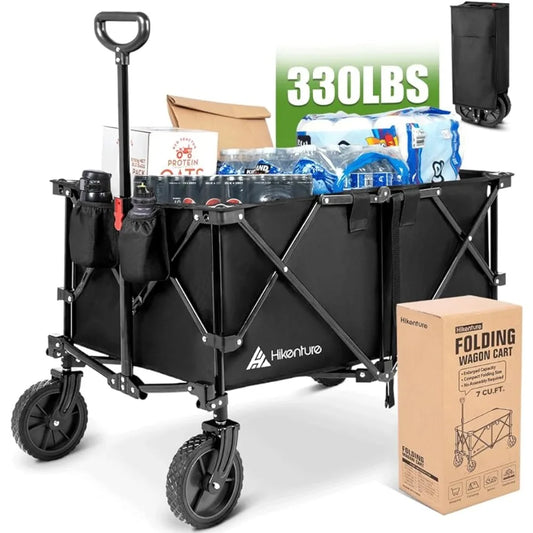 Collapsible Wagon Large Capacity Utility Wagons Carts Heavy Duty Foldable Portable Folding Wagon with All-Terrain Wheels