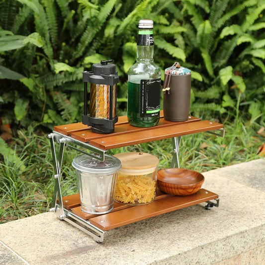 Camping Foldable Shelf Rack Multifunctional Folding Shelf Strong Bearing Capacity Organizer for Camping Picnic BBQ Travel
