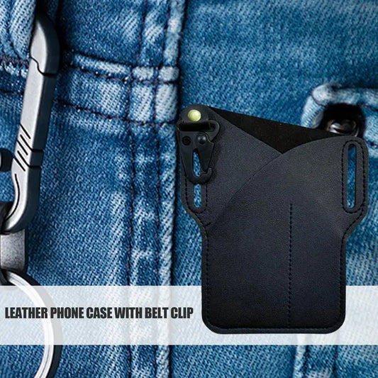 Belt Phone Pouch Leather Belt Phone Holder Vintage Pouch Men's Cell Phone Waist Organizer With Belt Loop For Running Picnic