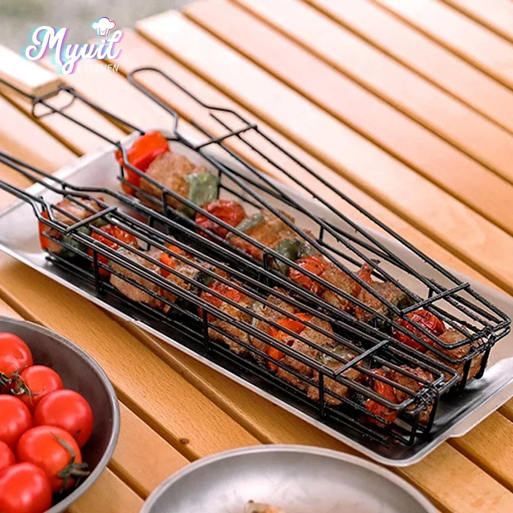 Stainless Steel BBQ Non Stick Grilling Basket Grill Mesh Mat Meat Vegetable Steak Picnic Party Barbecue Tool Heat Resistant