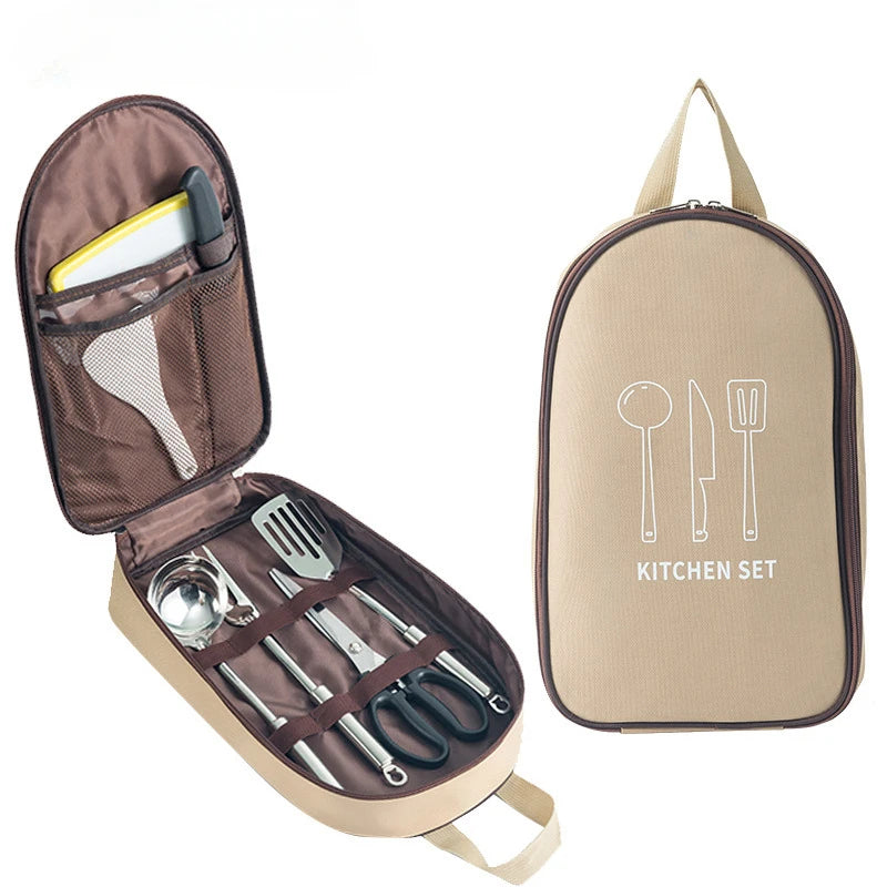 Kitchen Utensils Storage Bag, Camping Cookware Storage Bag Portable Cooking Utensils Bag for Camping Kitchen Picnic BBQ