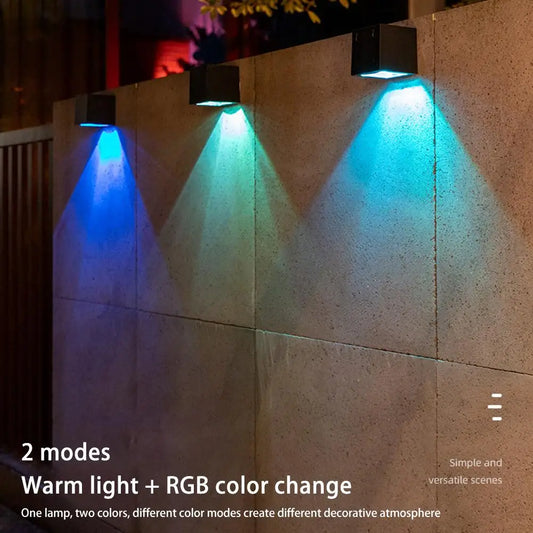 LED Solar Light Outdoor Garden Square Wall Lamp Sunlight Sensor IP65 Waterproof Courtyard Yard Balcony Fence Decoration Lamps